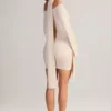 Luzia Knit Scarf-Detail Off-Shoulder Mini Dress in Cream