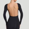 Lyla Modal Open-Back Bodycon Mini Dress in Black