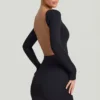 Lyla Modal Open-Back Bodycon Mini Dress in Black