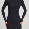 Lyla Modal Open-Back Bodycon Mini Dress in Black