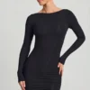 Lyla Modal Open-Back Bodycon Mini Dress in Black
