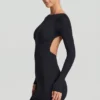 Lyla Modal Open-Back Bodycon Mini Dress in Black