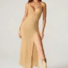 Lyric Embellished Low Back Maxi Dress in Gold