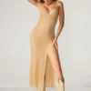 Lyric Embellished Low Back Maxi Dress in Gold