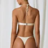 Mabe Pearl-Detail Double-Strap Thong Bikini Bottoms in Pearl White