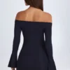 Madelina Off-Shoulder Cut-Out Mini Dress in Black