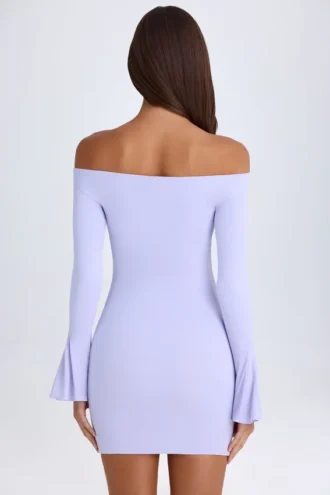 Madelina Off-Shoulder Cut-Out Mini Dress in Soft Lilac