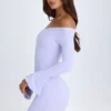 Madelina Off-Shoulder Cut-Out Mini Dress in Soft Lilac