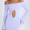 Madelina Off-Shoulder Cut-Out Mini Dress in Soft Lilac