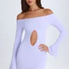 Madelina Off-Shoulder Cut-Out Mini Dress in Soft Lilac