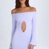 Madelina Off-Shoulder Cut-Out Mini Dress in Soft Lilac