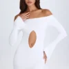 Madelina Off-Shoulder Cut-Out Mini Dress in White