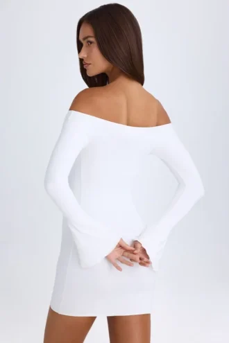 Madelina Off-Shoulder Cut-Out Mini Dress in White