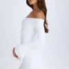 Madelina Off-Shoulder Cut-Out Mini Dress in White