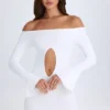 Madelina Off-Shoulder Cut-Out Mini Dress in White