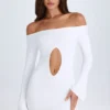 Madelina Off-Shoulder Cut-Out Mini Dress in White