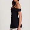 Maelie Off-Shoulder Ruffle A-Line Mini Dress in Black