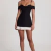 Maelie Off-Shoulder Ruffle A-Line Mini Dress in Black