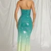 Maelle Bandeau Maxi Dress in Blue Ombre