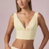Magda Bow-Detail Crop Top in Lemon Yellow Stripe