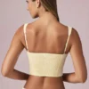 Magda Bow-Detail Crop Top in Lemon Yellow Stripe