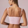 Magda Bow-Detail Crop Top in Soft Mauve Stripe