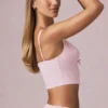 Magda Bow-Detail Crop Top in Soft Mauve Stripe