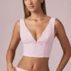 Magda Bow-Detail Crop Top in Soft Mauve Stripe