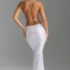 Magdalena Embellished Cut-Out Backless Maxi Dress in White