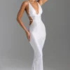 Magdalena Embellished Cut-Out Backless Maxi Dress in White