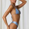 Mahina Ruched Thong Bikini Bottoms in Sky Blue