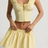 Maira Ruched Cotton-Poplin Mini Skirt in Lemon Yellow