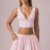 Maira Ruched Drawstring Mini Skirt in Soft Mauve Stripe