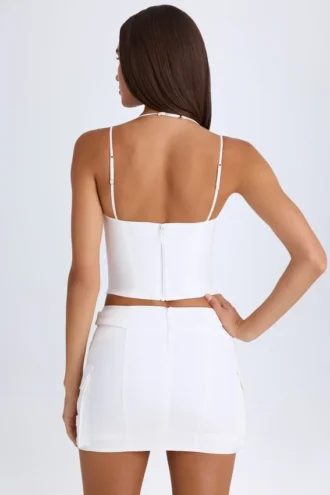 Mali Lace-Up Cargo Micro Mini Skirt in White