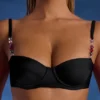 Malindi Bead-Embellished Underwired Balconette Bikini Top in Black