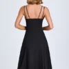 Mallory Bow-Detail A-Line Midi Dress in Black