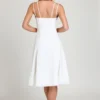 Mallory Bow-Detail A-Line Midi Dress in White