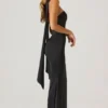 Mandi Scarf-Detail Strapless Gown in Black
