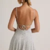 Mansi Modal Ribbed Tie-Back A-Line Mini Dress in Blue Yellow Stripe