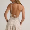 Mansi Modal Ribbed Tie-Back A-Line Mini Dress in Pink Yellow Stripe