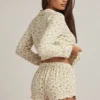Maphie Modal Ruffle-Trim Pyjama Shorts in Lemon Print