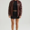 Maple Faux Leather Jacket in Brown
