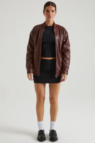 Maple Faux Leather Jacket in Brown