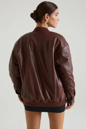 Maple Faux Leather Jacket in Brown