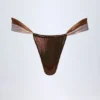 Maravi Ruched Thong Bikini Bottoms in Bronze Gold