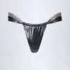 Maravi Ruched Thong Bikini Bottoms in Silver Chrome