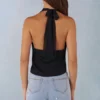 Maraya Deep Plunge Halterneck Top in Black