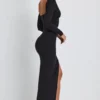 Marcela Modal Plunge Neck Long Sleeve Maxi Dress in Black