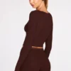 Margaux Ribbed Modal Long-Sleeve Laced Bra Top in Chocolate Brown