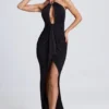 Margot Hardware Detail Cut-Out Halterneck Maxi Dress in Black